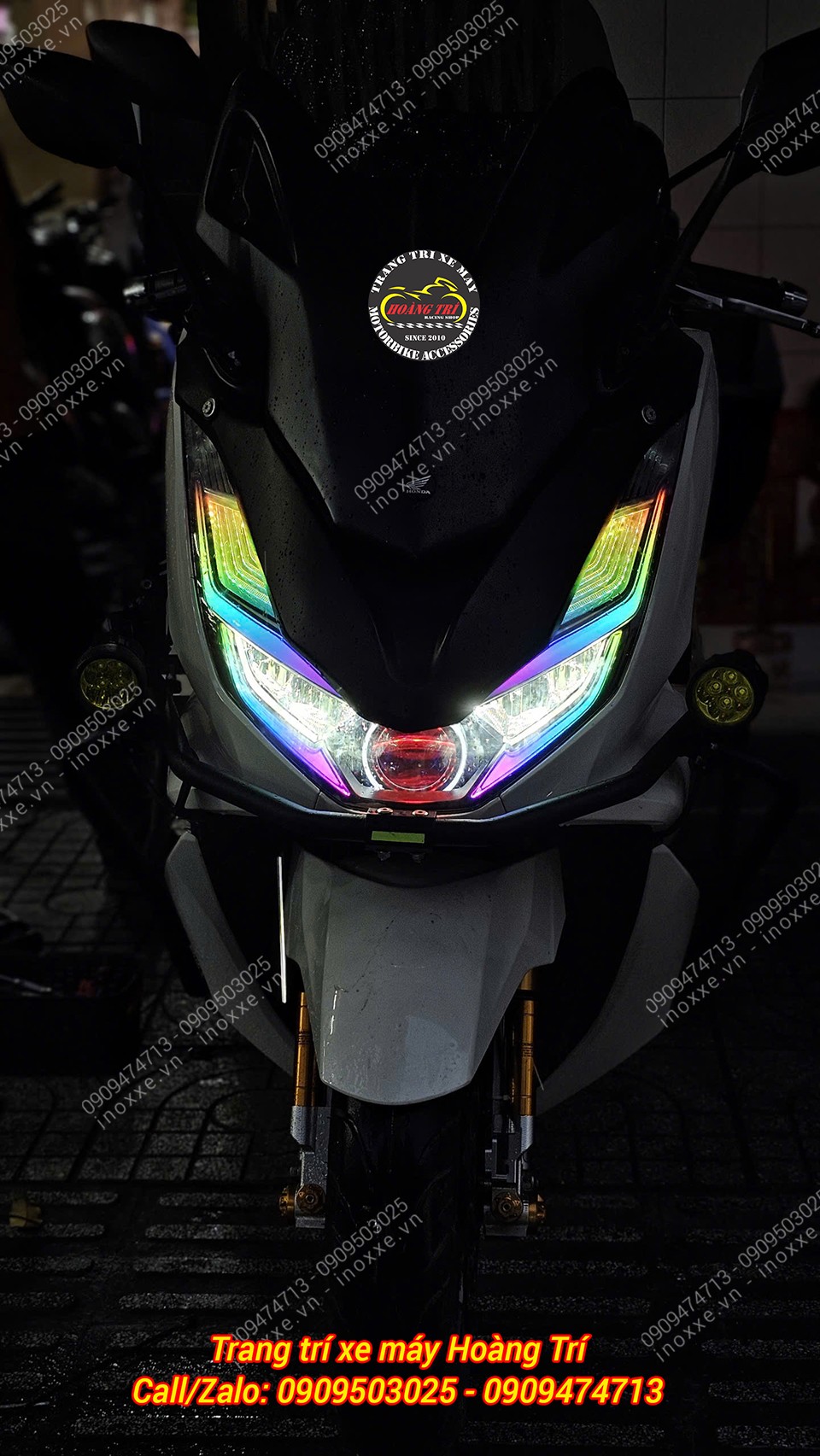 Độ đèn Led Audi PCX 160 điều khiển bằng điện thoại